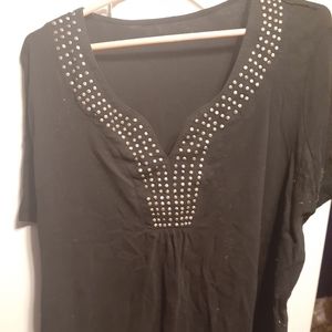 Studded Collar 3/4 Sleeve Shirt